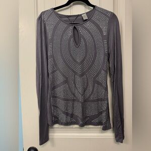 BKE Charcoal Studded Long Sleeve Top